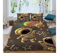 Astronaut Balloon Bedding Set 3D Digital Printing Starry Sky Theme Duvet Cover Set Pillowcase Microfiber Universal for All Seasons King（220x240cm）