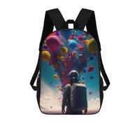 Astronaut Balloons Sky -2 Backpack, 3D Printed School Bag, School Lunch Bag, Travel Backpack, Friends Backpack, School Backpack for Girls And Boys 17inch
