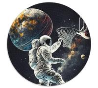Astronaut Basketball Space 1000 Piece Puzzle Round JigsawPuzzle 1000 Pieces for Adults Skill Level Beginner, Great for Birthday (Size 67.5x67.5cm)