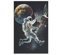 Astronaut Basketball Wooden Jigsaw Puzzles 1000 Pieces Family Activity Puzzle Educational Games for Adults And Kids Age 12 Years Up (78×53cm)
