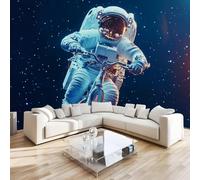Astronaut Bicycle Wall Mural 3D Effect Starry Sky Milky Way Non-Woven Self-Adhesive Wallpaper Living Room Bedroom Home Decor TV Background Large Art Wall Painting 300x230 cm