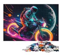 Astronaut Bike 1000-Piece Jigsaw Puzzle cardboard Jigsaw Puzzles for Adults Ideal for Teenagers & Collectors, Travel Gift, Family Activity 26X38CM/10.23x14.96inch