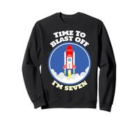 Astronaut Birthday 7 Years Old Boys Time To Blast Off I'm 7 Sweatshirt