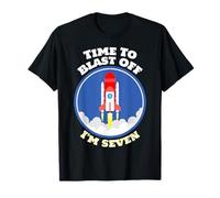 Astronaut Birthday 7 Years Old Boys Time to Blast Off I'm 7 T-Shirt