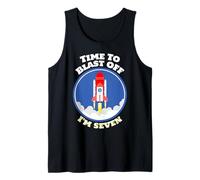 Astronaut Birthday 7 Years Old Boys Time to Blast Off I'm 7 Tank Top