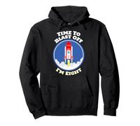 Astronaut Birthday 8 Years Old Boys Time To Blast Off I'm 8 Pullover Hoodie