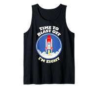 Astronaut Birthday 8 Years Old Boys Time to Blast Off I'm 8 Tank Top