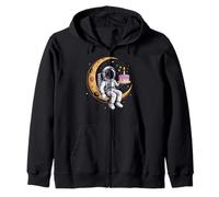Astronaut Birthday Vibes for Space Lovers in Chill Mode Zip Hoodie