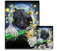 Astronaut Black Wolf 1000-Piece Jigsaw Puzzle Wooden Jigsaw Puzzles for Adults for Holidays Birthdays And Family Game Nights 1000 PCS(75x50cm)
