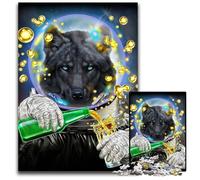 Astronaut Black Wolf Adult Jigsaw Puzzles 1000 Pieces Puzzles for Adults Family Game Night Fun DIY Decorative Artwork 1000 PCS(38x26cm)