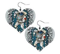 Astronaut Broke The Wall Heart Shape Leather Earrings Women Girls Simple Dangle Earrings Gifts for Her