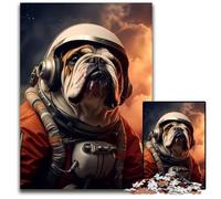 Astronaut Bulldog Dog Nasa1000Pc Adults Jigsaw Puzzle Challenging Puzzles Perfect for Family Fun on Christmas Thanksgiving Birthdays & Easter 1000 PCS(75x50cm)