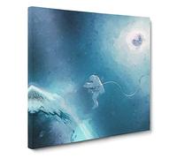 Astronaut by the Moon in Abstract Modern Canvas Wall Art Print Ready to Hang, Framed Picture for Living Room Bedroom Home Office Décor, 20x20 Inch (50x50 cm)
