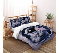Astronaut Calendar Bedding Set 3D Design Starry Sky Theme Duvet Cover Set Chic Breathable Comforter Cover for Boys&Girls with Pillowcase Super King（260x220cm）