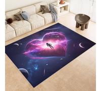 astronaut Carpet Faux Wool Fantasy Romance Short Pile Floor Non-Slip Carpet, Low Pile, Non-Shedding, Traditional Oriental Printed Design, Dining Room, Home Office, Bedroom (180x240cm)