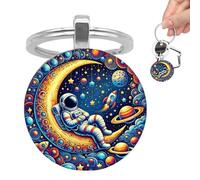 Astronaut Cars Key Chain - Space Theme - Key Ring with Planet and Moon | Cool Pendant for Men, Women, Teenagers and Children | Decorative Galaxy Accessories for Bags, Luggage, R