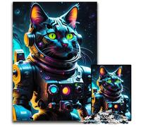 Astronaut Cat 1000 Piece Jigsaw Puzzles for Adults Puzzles for Adults for Home Decor Ideal ChristmasNew Year Gift for Teenagers 1000 PCS(75x50cm)