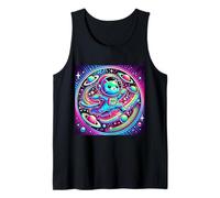 Astronaut Cat Flying Through a Neon Galaxy Tank Top
