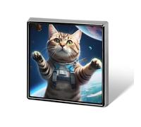 Astronaut Cat Funny Lapel Pins Square Brooch Tie Suit Dress Accessories for Men Women Wedding Birthday