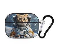 Astronaut Cat in Space AirPod Pro Case, Anti Scratch Hard PC Cover with Keychain, AirPod Pro 2nd/1st Case Accessories for Women Men, Black-Style