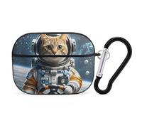 Astronaut Cat in Space Case Cover with Keychain Shockproof Hard Shell Protective Case for 2nd/1st Generation Case for Women Men Bluetooth Earbuds Case