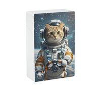 Astronaut Cat in Space Cigarette Case 85mm King Size, Crushproof Plastic Cigarette Box Holder for Men Women Cigar Protective Cover Waterproof Cigarettes Holder 20 Capacity