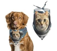 Astronaut Cat in Space Dog Bandanas for Feeding Grooming, Triangle Pet Bibs for Cats & Dogs Washable Fashion Pets Scarf for Party Travel 27.6 X 11.8 Inch