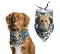 Astronaut Cat in Space Dog Bandanas for Feeding Grooming, Triangle Pet Bibs Washable Pets Scarf for Cats & Dogs