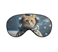 Astronaut Cat in Space Eye Mask for Women & Men, Breathable & Adjustable Eye Cover, Ultra Soft Sleep Mask, Lightweight Travel Blindfold for Airplane, Nap, Night Sleeping
