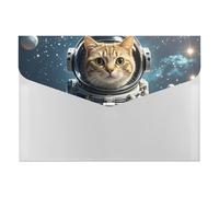 Astronaut Cat in Space File Folder, Plastic Accordion File Folders with 6 Pockets, Expanding File Organizer with Snap Closure, Portable Document Paper Organizer, Office Supplies Filing Folders