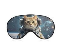 Astronaut Cat in Space Sleep Mask for Women Men, Soft Eye Mask with Adjustable Strap for Sleeping, Light Blocking Travel Blindfold for Nap Comfortable Eye Cover for Home Office