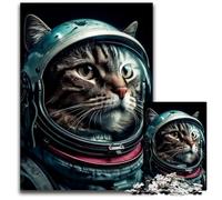Astronaut Cat Jigsaw Puzzles for Adults 1000 Piece Challenging Puzzles Challenging Brain Teaser for Teenagers Family Game Night Fun 1000 PCS(38x26cm)