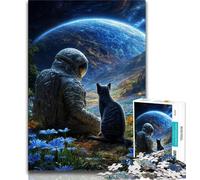 Astronaut Cat JigsawPuzzle 1000 Pieces for Adults,Challenging To Complete But Fun And Humorous with Matching Poster And Trivia Sheet 75x50cm