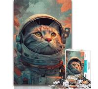 Astronaut Cat JigsawPuzzle 1000 Pieces for Adults,Toys Educational Games Stress Relieving Suitable for Desktop Decoration (75x50cm)