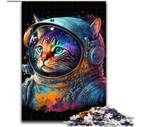 Astronaut Cat Jigsaws Puzzles 1000 Pieces for Adults Gifts, Educational Games DIY Toys with Matching Poster And Trivia Sheet for Age 14+ (50x75cm)