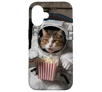 Astronaut Cat Popcorn Space Snack Funny Case for iPhone 16