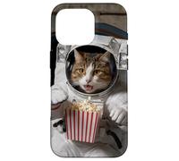 Astronaut Cat Popcorn Space Snack Funny Case for iPhone 16 Pro