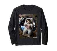 Astronaut Cat Popcorn Space Snack Funny Long Sleeve T-Shirt