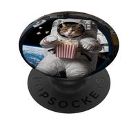 Astronaut Cat Popcorn Space Snack Funny PopSockets Adhesive PopGrip