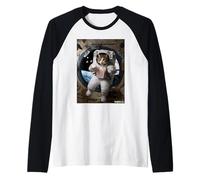 Astronaut Cat Popcorn Space Snack Funny Raglan Baseball Tee