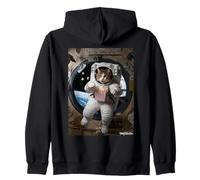 Astronaut Cat Popcorn Space Snack Funny Zip Hoodie