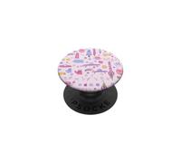 astronaut cat rocket ufo sci-fi spaceship galaxy cosmic pink PopSockets Adhesive PopGrip