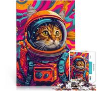 Astronaut Cat Space AnimalPuzzles for teenagers 1000 Piece Train your brain and hands with Fully Interlocking Randomly Shaped Pieces 38x26cm