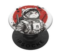 Astronaut Cat Space Cosmic Japanese Retro PopSockets Adhesive PopGrip