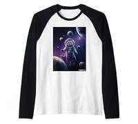 Astronaut Cat Space Planets Cosmic Raglan Baseball Tee