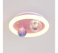 Astronaut Ceiling Light Fixtures, Modern Dimmable Led Ceiling Lighting with Remote Control, Creative Cartoon Flush Mount Ceiling Lamp for Boys Girls Bedroom Baby Room Nursery, JYLSSKUK, Pink