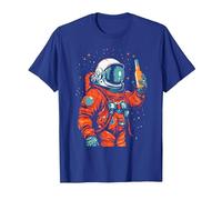 Astronaut Cheers - Beer Drinking Space Man T-Shirt, Men, Royal Blue, Small