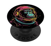 Astronaut Chimp Monkey, Spaceman Chimp Neon design PopSockets Swappable PopGrip