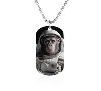 Astronaut Chimpanzee on The Moon Rocker Pendant Necklace Hip Hop Chains Statement Choker for Women Men