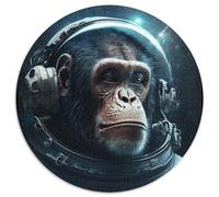 Astronaut Chimpanzee Puzzle 1000 Pieces Jigsaw Round Puzzles for 1000 Piece for Home Decor, Brain Training 67.5x67.5cm